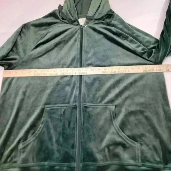 Aerie Offline After Party Velour Jacket Green Womens Large Athleisure Cozy Warm - Picture 7 of 11